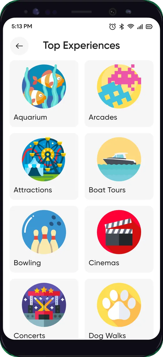 Top Experiences categories in the Discover Plymouth app - aquarium, boat tours, cinemas and more